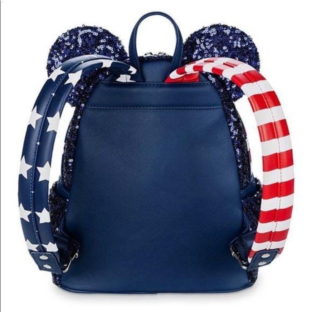 Disney Parks Loungefly Stars Stripes Americana Patriotic Sequin Mini Backpack - Picture 2 of 8